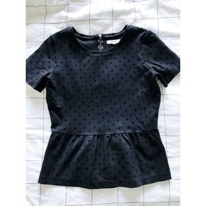 Madewell Velvet Peplum Dot Top, S